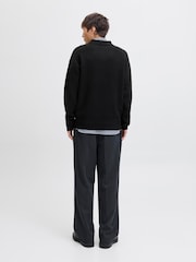 JACK & JONES Black V-Neck Knitted Polo Collar Jumper - Image 3 of 3