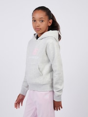 New Balance Grey Brush Back Stacked Logo Hoodie - Image 2 of 8