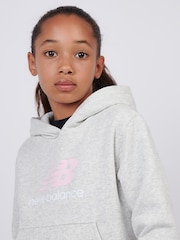 New Balance Grey Brush Back Stacked Logo Hoodie - Image 5 of 8