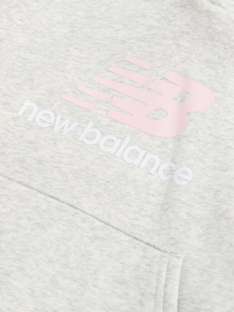 New Balance Grey Brush Back Stacked Logo Hoodie - Image 8 of 8 New Balance Grey Brush Back Stacked Logo Hoodie - Image 8 of 8