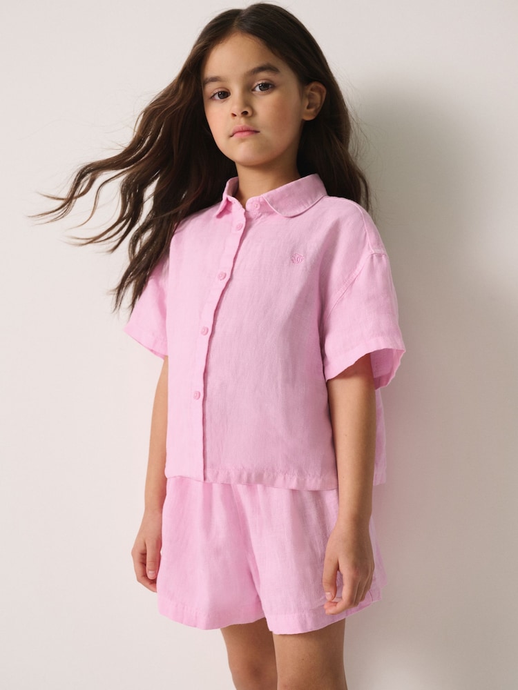 Superdry Pink Linen Co Ord Set - Image 1 of 9