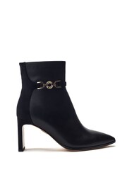Pallia Pointed Toe Trim Detail Leather Ankle Boots - Image 1 of 4