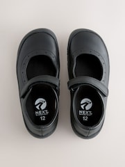 Black Leather Standard Fit (F) Barefoot Mary Jane School Shoes - Image 5 of 7