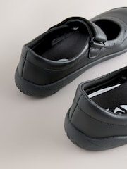 Black Leather Standard Fit (F) Barefoot Mary Jane School Shoes - Image 7 of 7