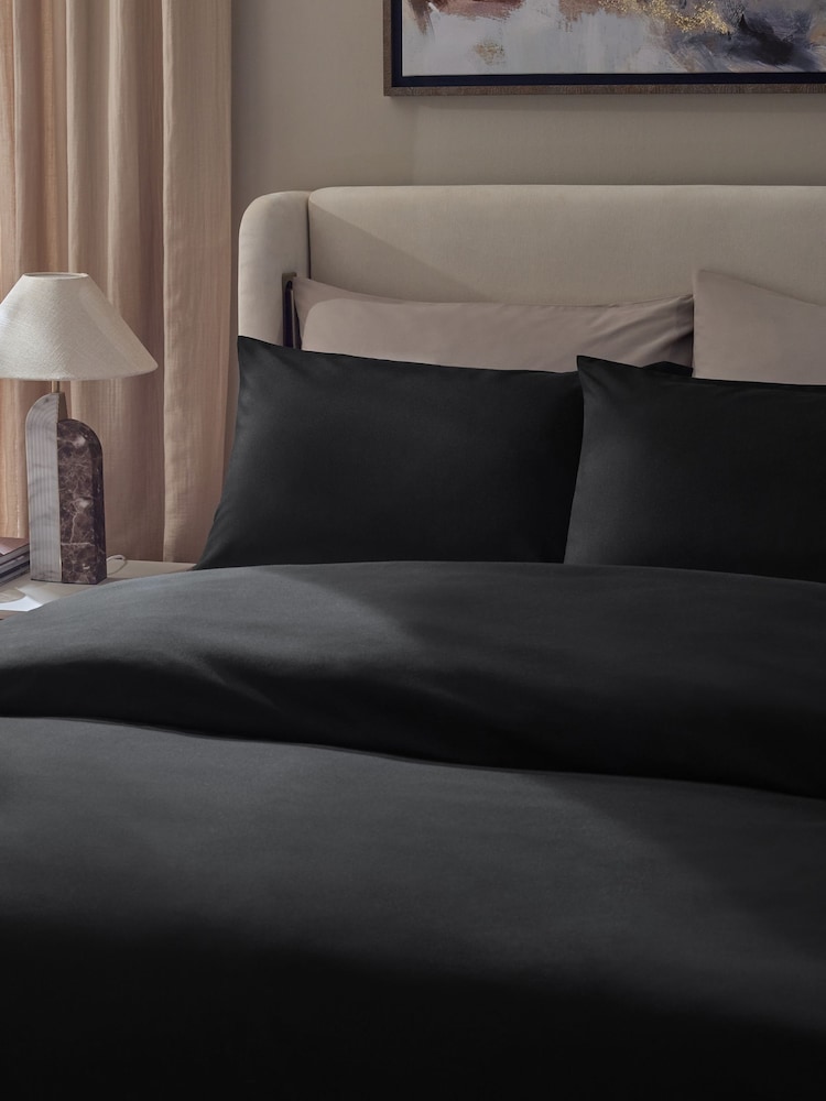 Black Non Iron Simply Soft Microfibre 1 Pack Duvet Cover and Pillowcase Set - Image 2 of 4