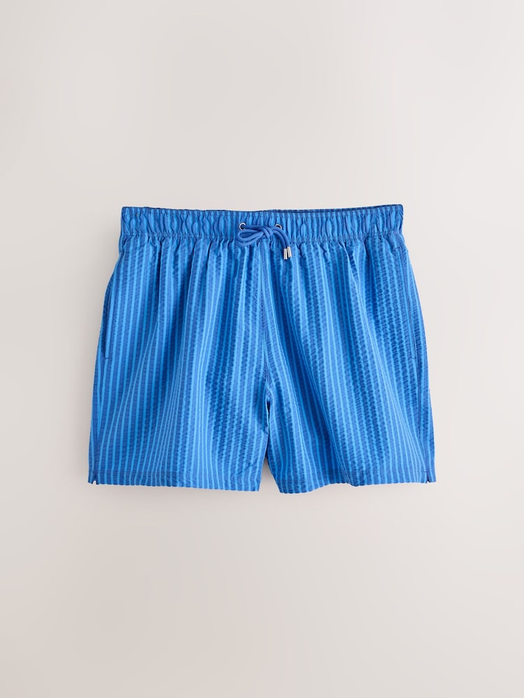 Blue Stripe Seersucker 5 Inch Swim Shorts - Image 1 of 3