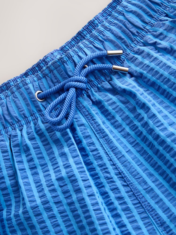 Blue Stripe Seersucker 5 Inch Swim Shorts - Image 2 of 3