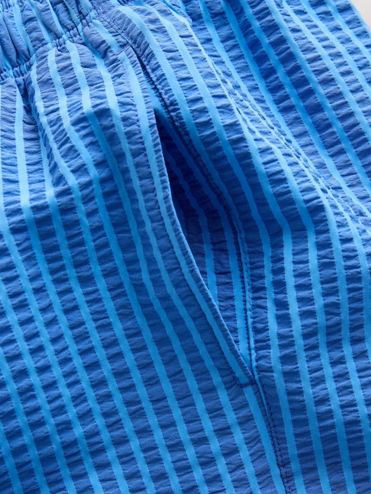 Blue Stripe Seersucker 5 Inch Swim Shorts - Image 9 of 9