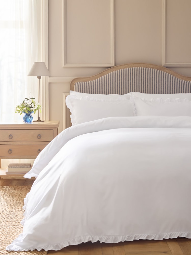 White Non Iron Simply Soft Microfibre Frill Edge Duvet Cover and Pillowcase Set - Image 1 of 4 White Non Iron Simply Soft Microfibre Frill Edge Duvet Cover and Pillowcase Set - Image 1 of 4