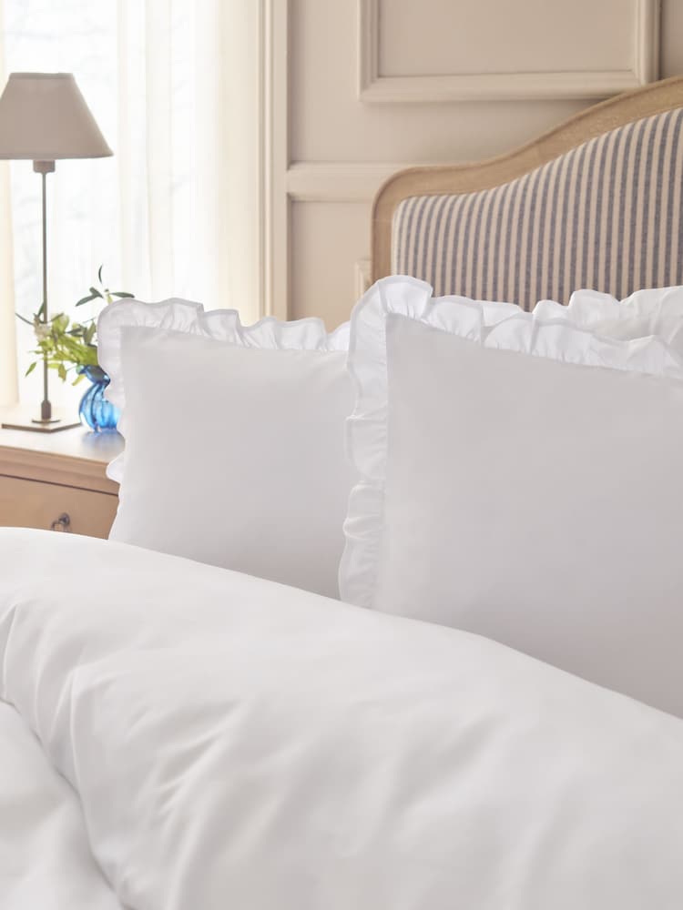 White Non Iron Simply Soft Microfibre Frill Edge Duvet Cover and Pillowcase Set - Image 2 of 4 White Non Iron Simply Soft Microfibre Frill Edge Duvet Cover and Pillowcase Set - Image 2 of 4