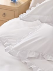 White Non Iron Simply Soft Microfibre Frill Edge Duvet Cover and Pillowcase Set - Image 3 of 4