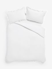 White Non Iron Simply Soft Microfibre Frill Edge Duvet Cover and Pillowcase Set - Image 4 of 4