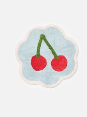 Oliver Bonas Blue Cherry Scalloped Bath Mat - Image 4 of 4