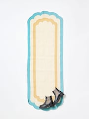 Oliver Bonas Multi Blue Scalloped Border Long Runner Rug - Image 1 of 4