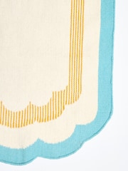 Oliver Bonas Multi Blue Scalloped Border Long Runner Rug - Image 3 of 4