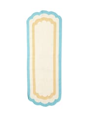 Oliver Bonas Multi Blue Scalloped Border Long Runner Rug - Image 4 of 4