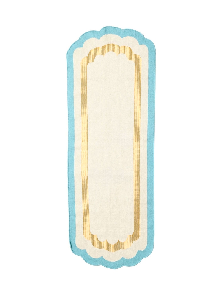 Oliver Bonas Multi Blue Scalloped Border Long Runner Rug - Image 4 of 4