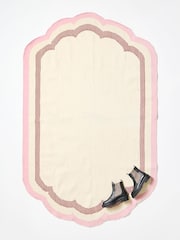 Oliver Bonas Multi Pink Large Scalloped Border Rug - Image 1 of 4