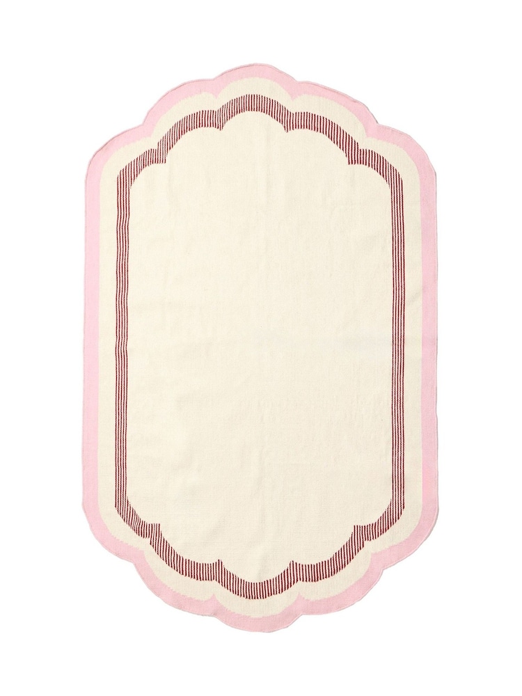 Oliver Bonas Multi Pink Large Scalloped Border Rug - Image 4 of 4