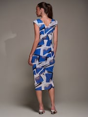 Jolie Moi Blue Ruched Bodycon Wrap Dress - Image 2 of 6