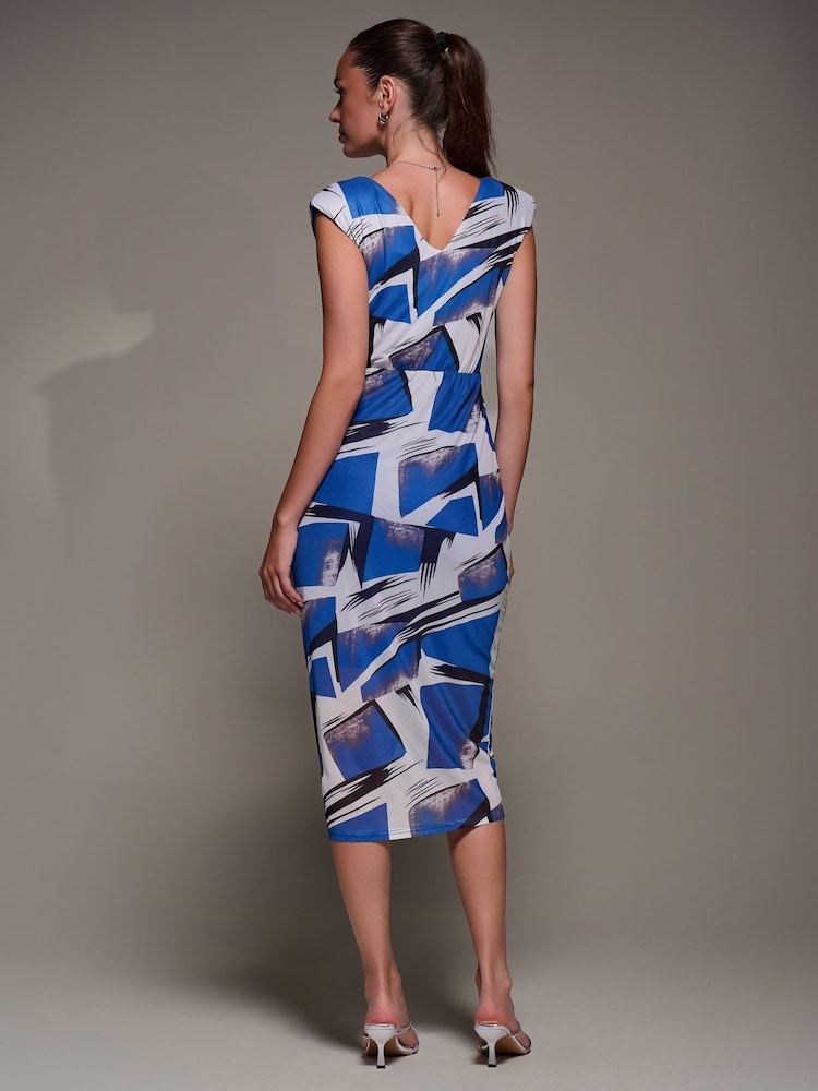 Jolie Moi Blue Ruched Bodycon Wrap Dress - Image 2 of 6 Jolie Moi Blue Ruched Bodycon Wrap Dress - Image 2 of 6