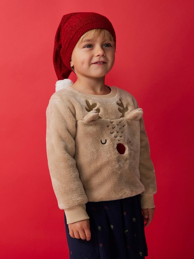 Name It Brown Teddy Cosy Reindeer Jumper - Image 2 of 4 Name It Brown Teddy Cosy Reindeer Jumper - Image 2 of 4