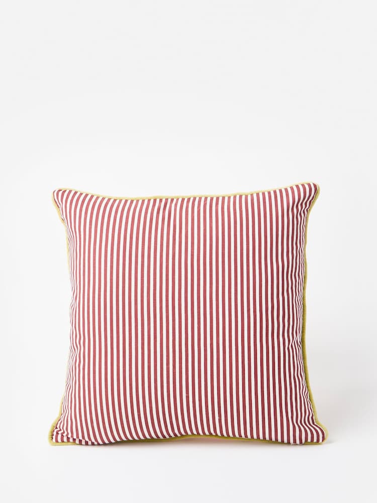 Oliver Bonas Pink Reversible Diamond Stripe Cushion Cover 45x45cm - Image 5 of 5