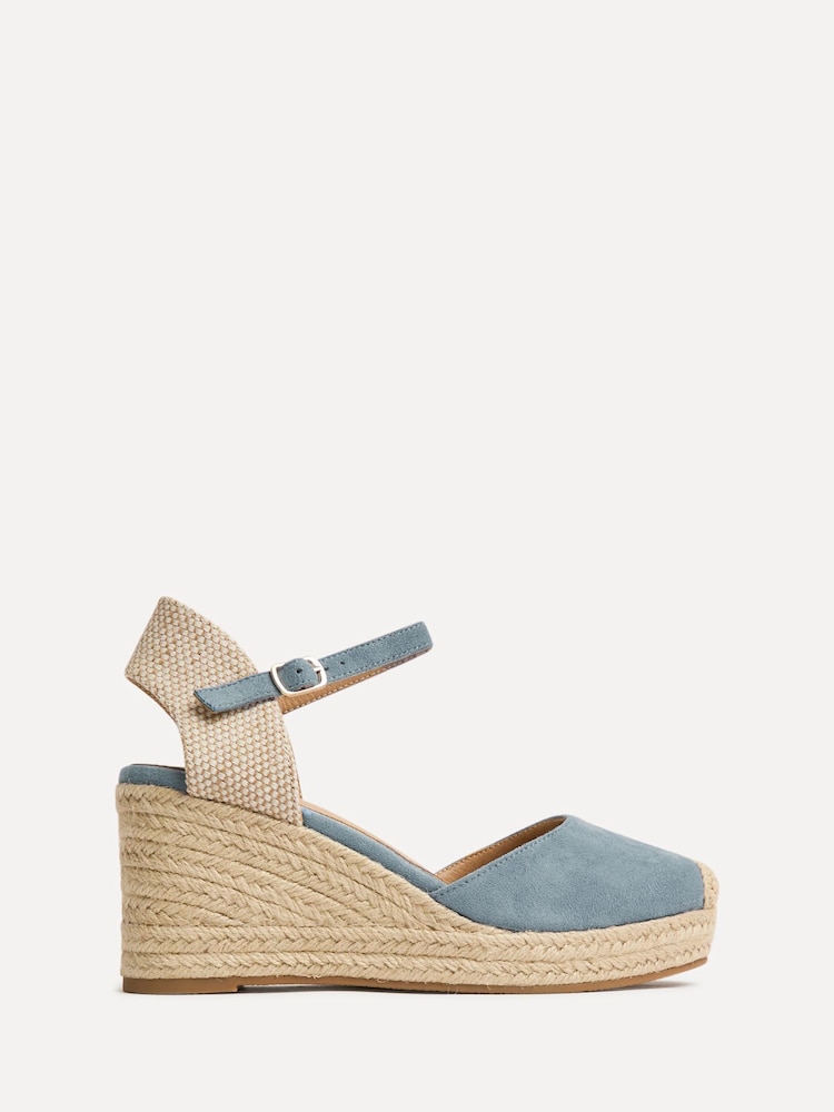 Linzi Blue Present Closed Toe Espadrille Wedges - Image 2 of 5 Linzi Blue Present Closed Toe Espadrille Wedges - Image 2 of 5