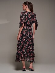 Jolie Moi Black Frill Trim Mesh Maxi Dress - Image 2 of 6