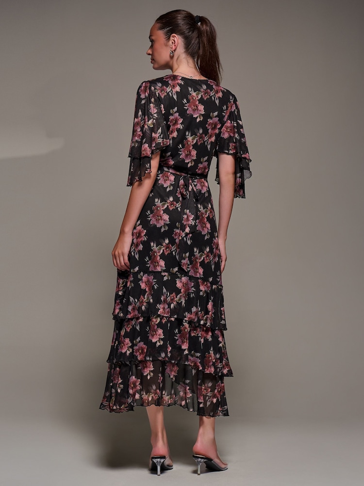 Jolie Moi Black Frill Trim Mesh Maxi Dress - Image 2 of 6 Jolie Moi Black Frill Trim Mesh Maxi Dress - Image 2 of 6