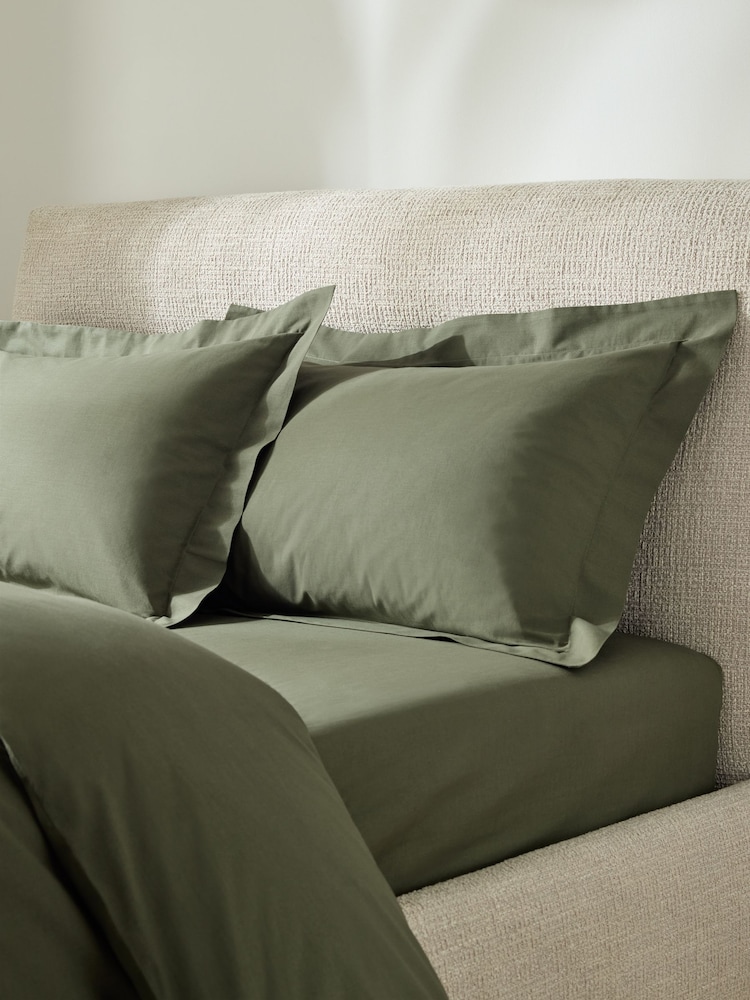 Set of 2 Dark Green 100% Cotton Pillowcases - Image 1 of 3 Set of 2 Dark Green 100% Cotton Pillowcases - Image 1 of 3