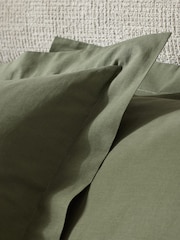 Set of 2 Dark Green 100% Cotton Pillowcases - Image 2 of 3