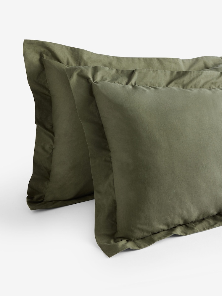 Set of 2 Dark Green 100% Cotton Pillowcases - Image 3 of 3 Set of 2 Dark Green 100% Cotton Pillowcases - Image 3 of 3
