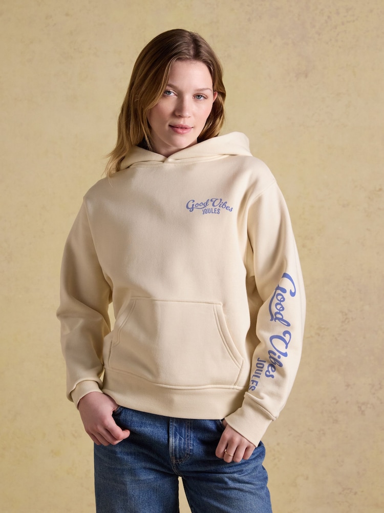 Joules Cream Beach Graphic Unisex Oversized Hoodie - Image 1 of 9