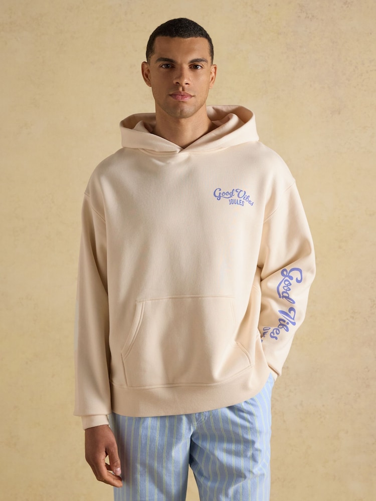 Joules Cream Beach Graphic Unisex Oversized Hoodie - Image 2 of 9