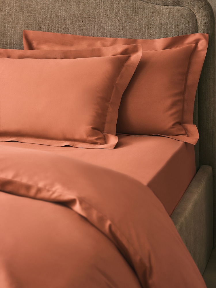 Set of 2 Orange Hazel Cotton Rich Pillowcases - Image 1 of 3 Set of 2 Orange Hazel Cotton Rich Pillowcases - Image 1 of 3