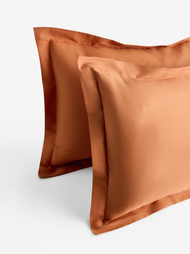 Set of 2 Orange Hazel Cotton Rich Pillowcases - Image 3 of 3 Set of 2 Orange Hazel Cotton Rich Pillowcases - Image 3 of 3