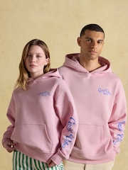 Joules Pink Beach Graphic Unisex Oversized Hoodie - Image 1 of 11
