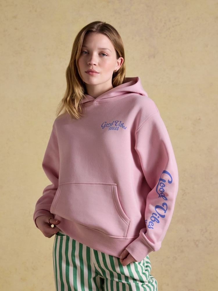 Joules Pink Beach Graphic Unisex Oversized Hoodie - Image 2 of 11