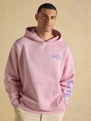 Joules Pink Beach Graphic Unisex Oversized Hoodie - Image 3 of 11