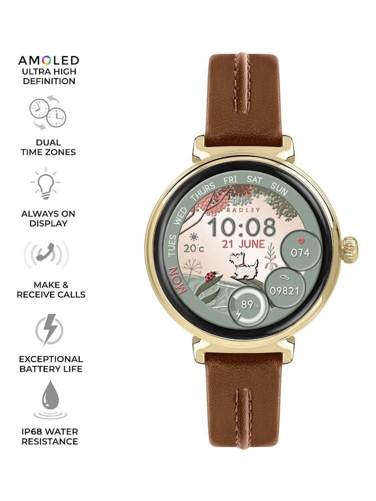 Radley Brown Series 48 Amoled Congac Leather strap Smart Watch - Image 2 of 5