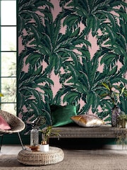Graham & Brown Blush Daintree Palm 10M Wallpaper - Image 1 of 3