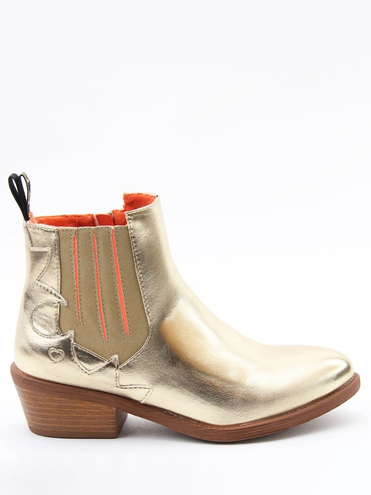 Heavenly Feet Gold Christina Ankle Boots - Image 1 of 6 Heavenly Feet Gold Christina Ankle Boots - Image 1 of 6