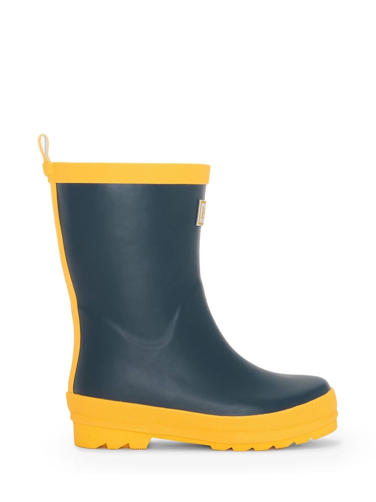 Hatley Navy & Yellow Matte Rain Wellies - Image 1 of 5
