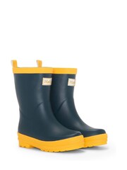 Hatley Navy & Yellow Matte Rain Wellies - Image 2 of 5