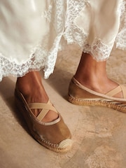 Penelope Chilvers Gold Chico Espadrille Cross Strap Shoes - Image 7 of 10