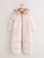 Pale Pink Print Shower Resistant Snowsuit (3mths-7yrs) - Image 1 of 5
