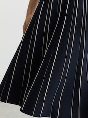 Reiss Navy/Ivory Mallory Sleeveless Stripe Knitted Midi Dress - Image 5 of 7