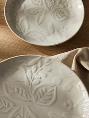12 Piece Natural Freya Botanical Embossed Dinner Set - Image 3 of 5