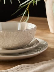12 Piece Natural Freya Botanical Embossed Dinner Set - Image 4 of 5